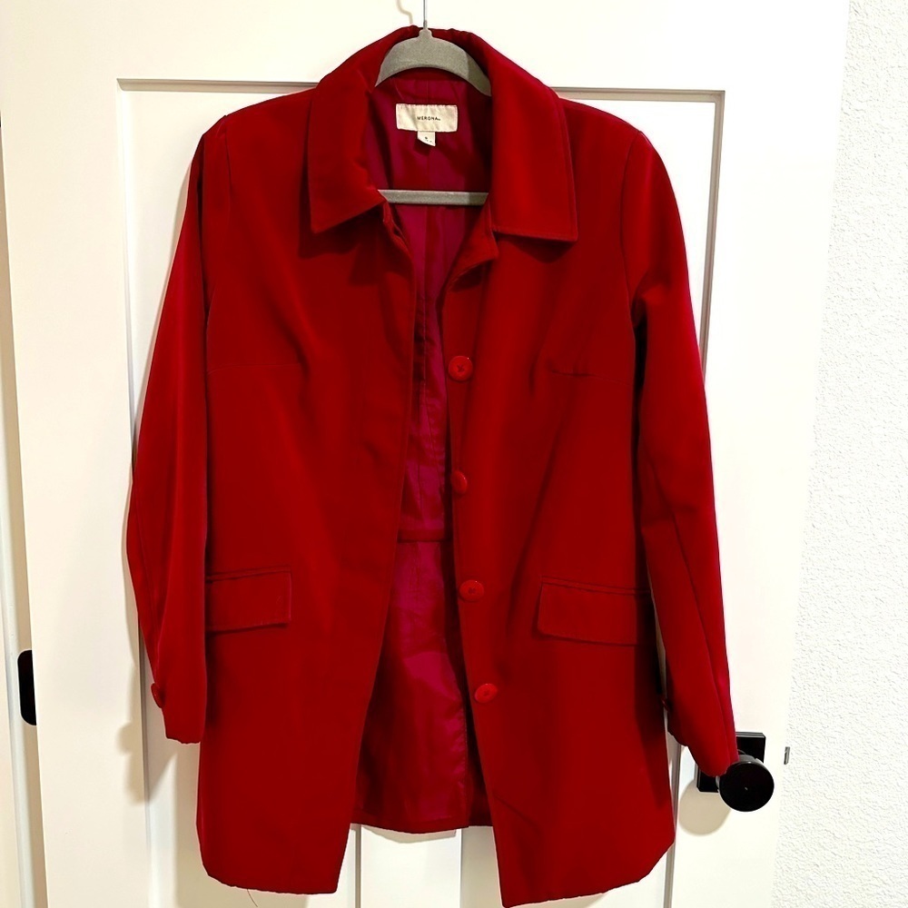 Blood red Merona collared blazer/jacket, Size Small, EUC, RN 17730, button up